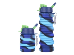 Rebe botella de Agua Plegable de Silicona Linjou, 500ml, Resistente a Fugas, para Actividades Ao Ar Livre e Viagens, Azul