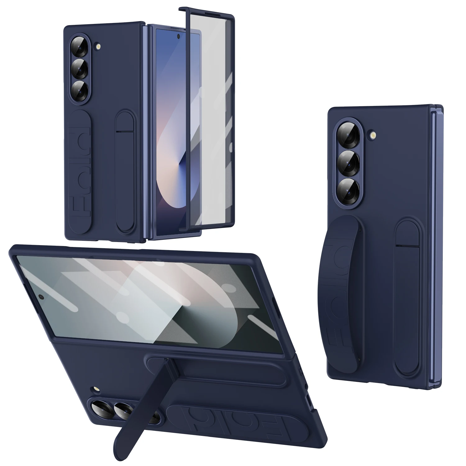 (azul, Galaxy Z Fold4) Capa Premium Resistente A Arranhões Para Celular, Com Suporte E Capa Protetora Rígida De Silicone Antiderrapante.