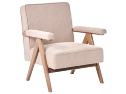 Sillón Beliani Evje De Lino Sintético Beige 70x72x81
