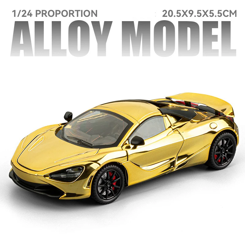 (dourado) Miniatura De Carro Em Escala 1:24, Feita De Metal Fundido, Com Efeitos De Som E Luz.