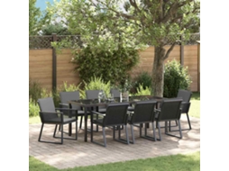Vidaxl Conjunto De Jantar Para Jardim 9 Unid. Preto Aço Revestido A Pó