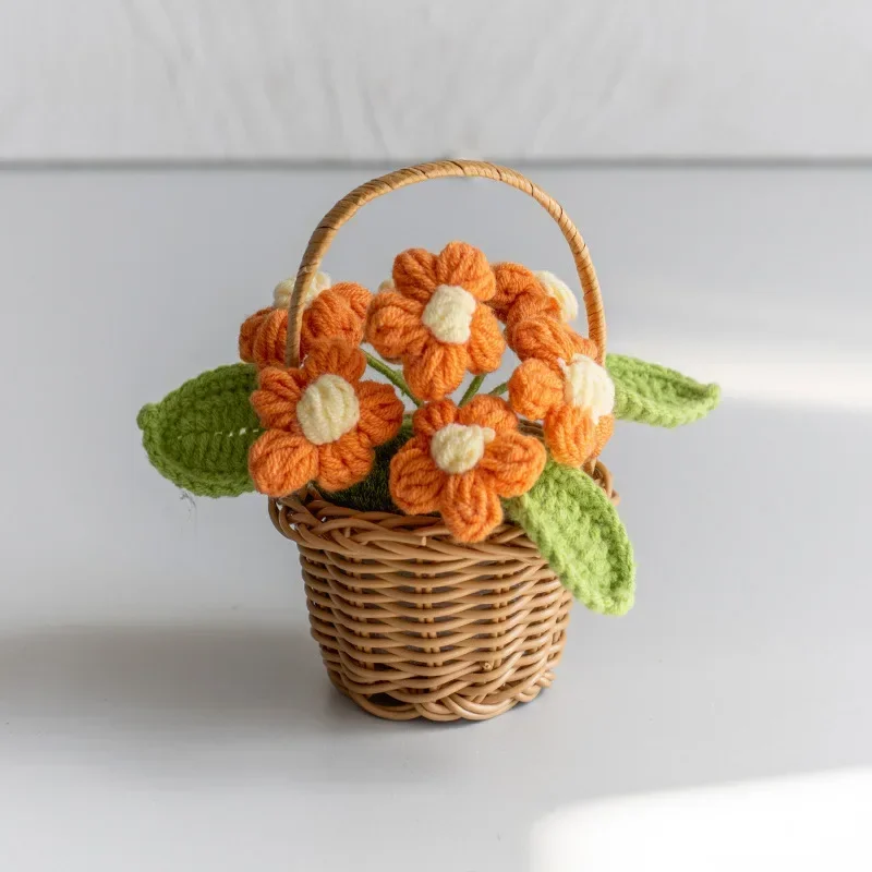 Vasinhos De Crochê Charmosos, Flores Artificiais Criativas, Plantas Trançadas À Mão.