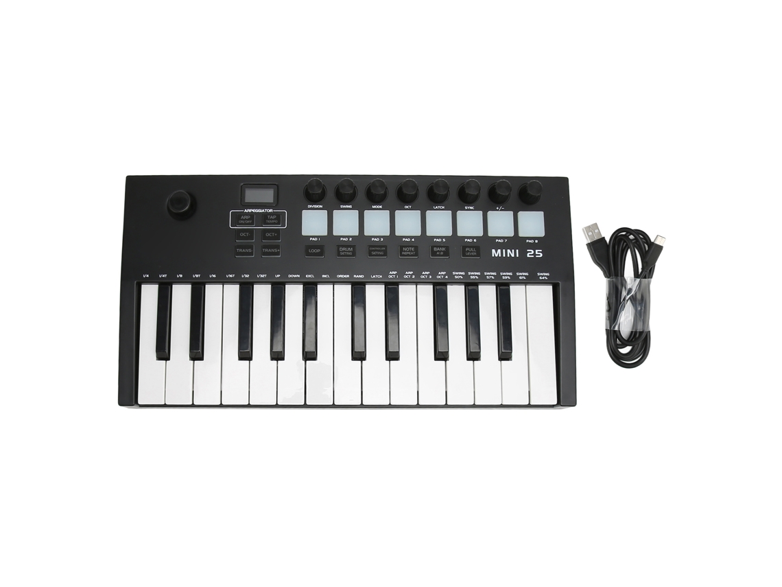 Controlador Midi Teclado Portátil 25 Teclas Bt Usb Md02