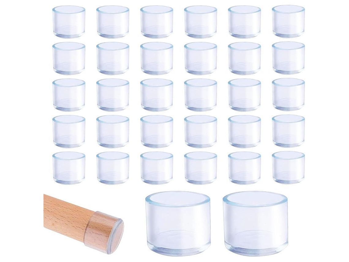 2026 linjou 32 Capas de Plástico Transparente para Pés de Cadeiras Redondos 25mm, Adequadas para Pés de 25 27mm