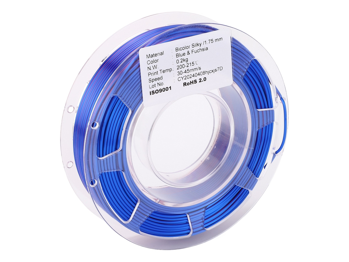 Filamento Pla Bicolor Azul E Vermelho Roxo 1,75mm 200g De Seda Para Impressora 3d
