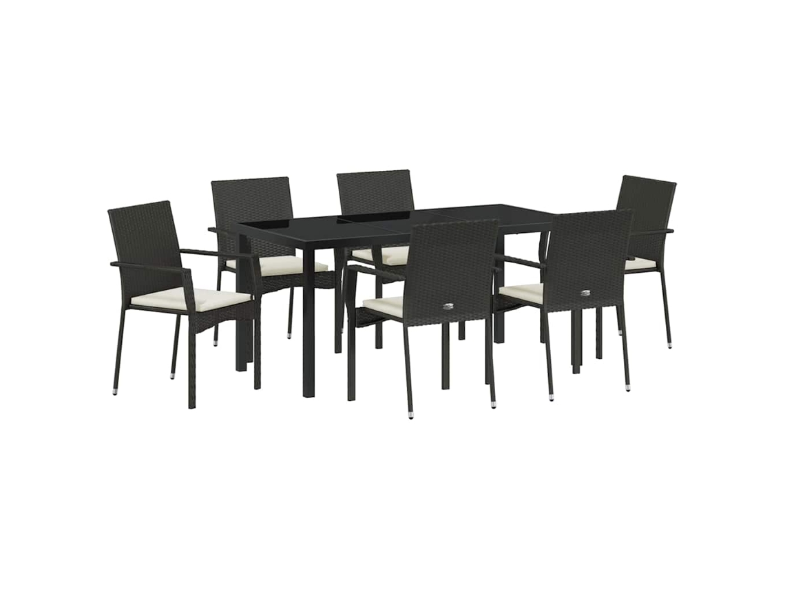 Maison Exclusive - Conjunto De Jantar Para Jardim Com Almofada 7 Pcs Preto Vime Pe