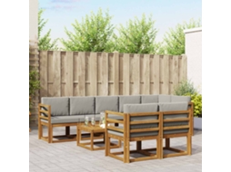 Vidaxl Conjunto De Sofás Para Exterior 9 Pcs Cinza Natural E Claro