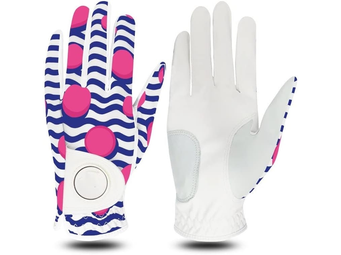 Luvas de Golfe em Couro Genuíno, Estampadas, Tamanhos P, M S/MARCA