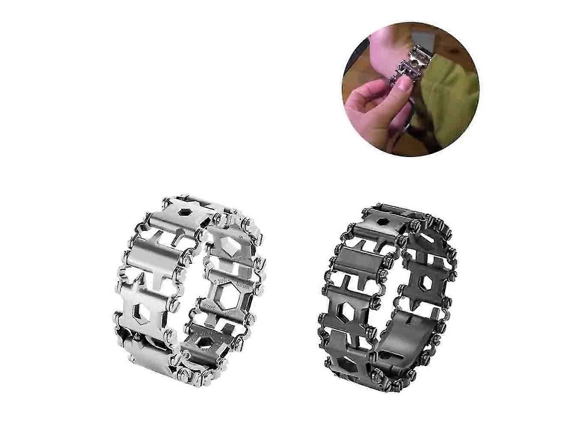 Pulseira Multifuncional 29 Em 1 Em Aço Inoxidável Para Sobrevivência E Emergências Ao Ar Livre.