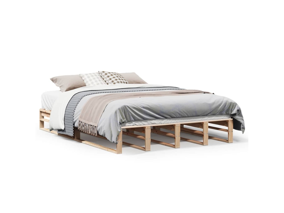 Bed Frame, Bed Frames Vidaxl Marrom Madeira De Pinho (135 X 190 Cm)