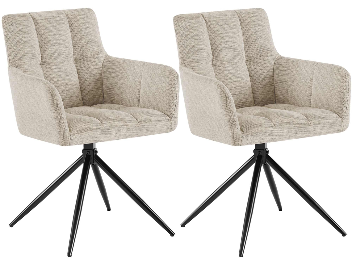Conjunto De 2 Cadeiras De Jantar Jonah Tecido Creme