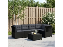 Vidaxl Sofá De Jardim De 5 Pessoas Com Almofadas Visual De Rattan Pp