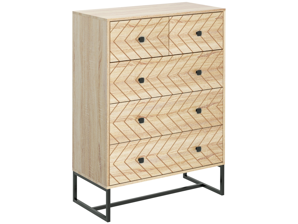 Cómoda 5 Gavetas Estilo Retrô 80x39,5x110 Cm Madeira Preto