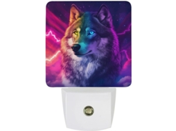 Lobo Selvagem Luminária Noturna Colorida com Sensor Crepuscular