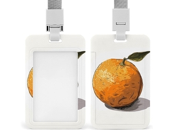 Porta Crachá Com Cordão Laranja Desenhado À Mão, Porta Crachá Engraçado, Porta Crachá, Capa Protetora Vertical