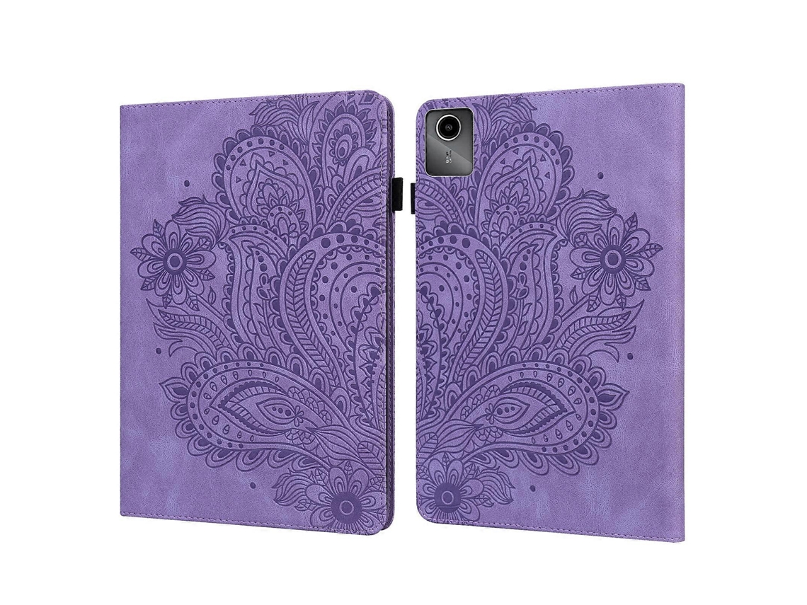 Capa De Couro Com Estampa De Pavão Em Relevo Para Tablet Lenovo Tab M11 / Xiaoxin Pad 11 2024