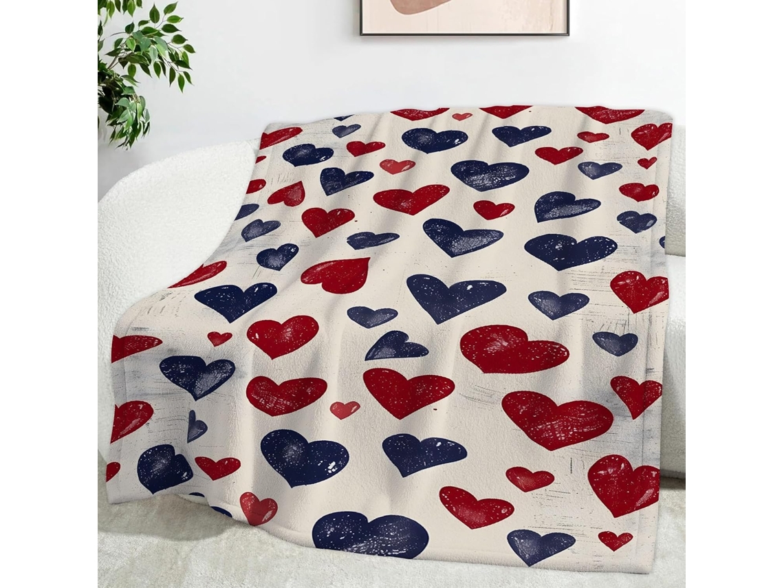 Manta em Formato de Coração Retrô 100x130 Cm Multifuncional Macia Flanela Aconchegante para Cama Escritório So