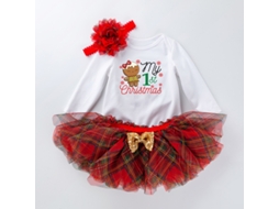 Conjunto de Saia Macacão de Bebê de Roupas de Natal 66Cm