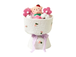 Bouquet Urso Rosa com Luzes Led Estilo Cartoon
