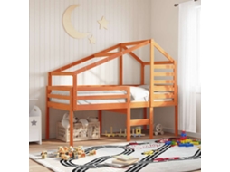 Cama Alta Com Telhado 90x200 Cm Pinho Maciço Castanho-mel
