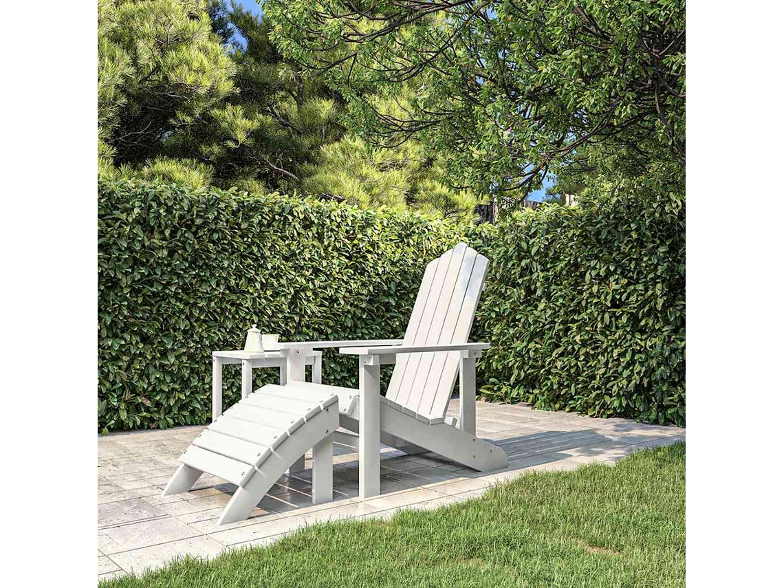 Vidaxl Cadeira De Jardim Adirondack Com Apoio De Pés Pead Branco