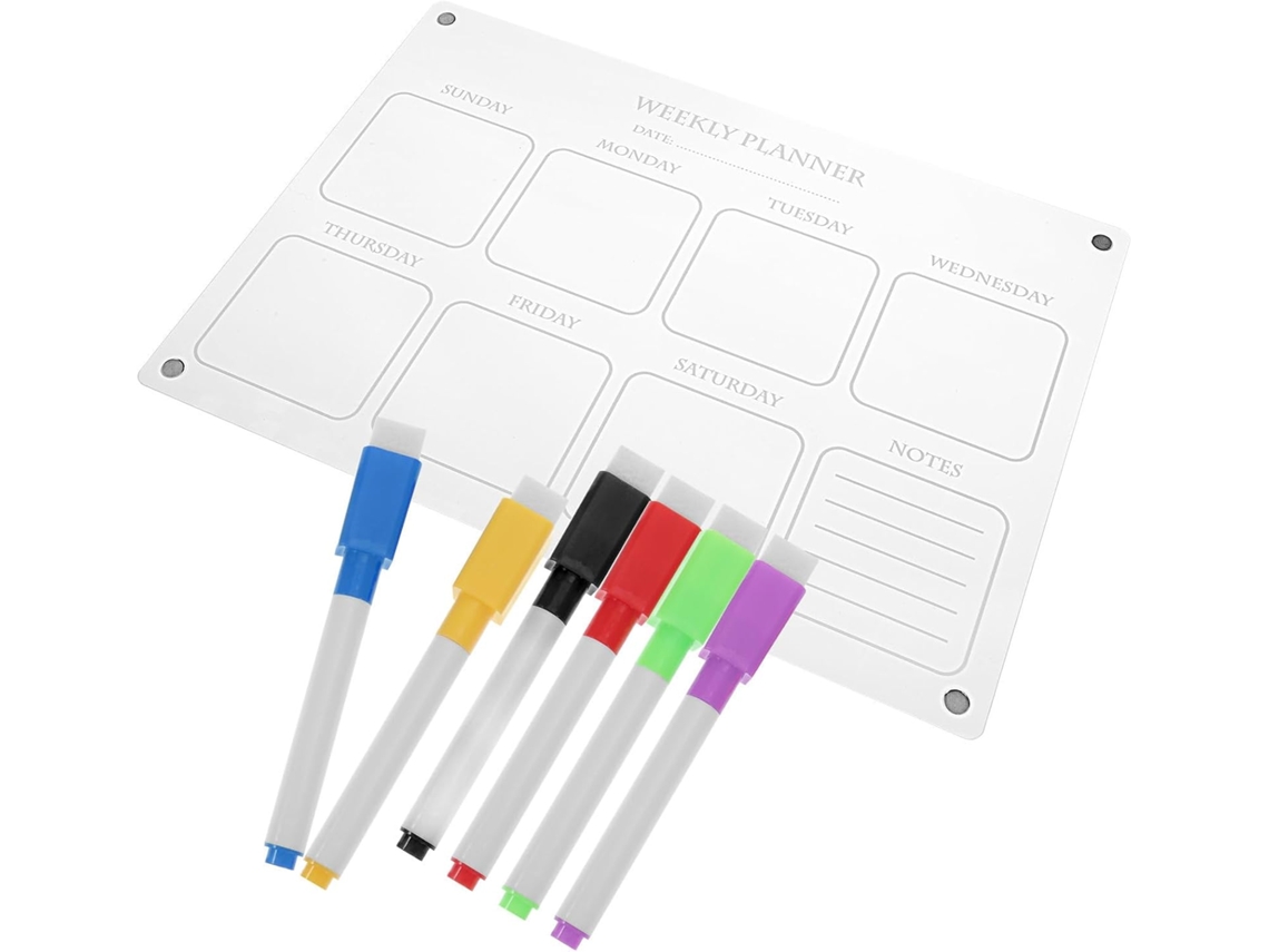 Quadro Magnético Effaçable À Sec Surface Lisse Para Planificação Hebdomadaire Em Acrylique E Six Marqueurs