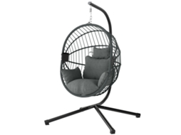 Poltrona Suspensa para Ovos S/MARCA (cesta dobrável, almofada, encosto de cabeça, suporte, 120 kg, cinza)