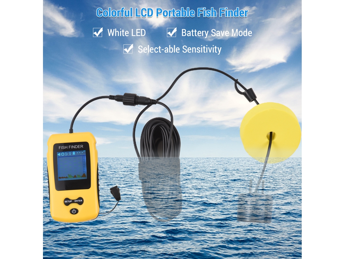 Detector de Peixes Portátil com Leitor de Profundidade