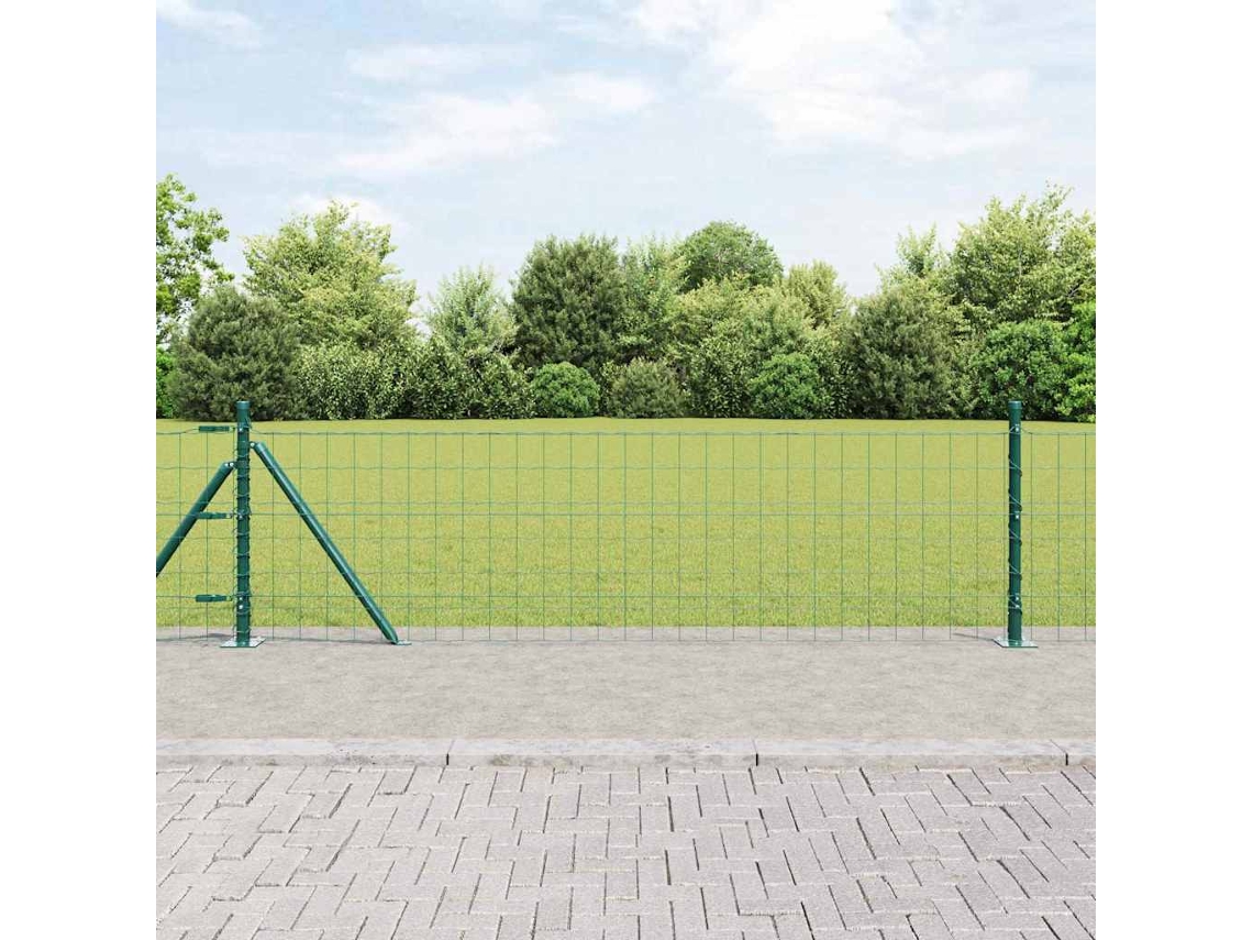 Vidaxl Cerca Europeia Com Base De Concreto 50 X 0,4 M Verde Malha