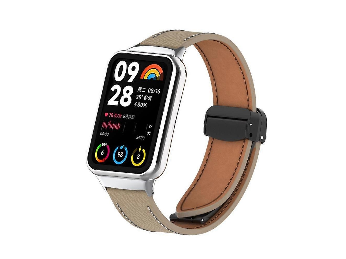 Pulseira De Couro Preta Com Fivela Magnética E Textura De Lichia Para Xiaomi Smart Band 9 Pro / Redmi Watch 5