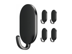 Conjunto De 5 Ganchos Extra Fortes – Ganchos Toalhas – Para Casa De Banho, Cozinha E Portas – Resistentes À Água – Aço Inoxidável – Preto