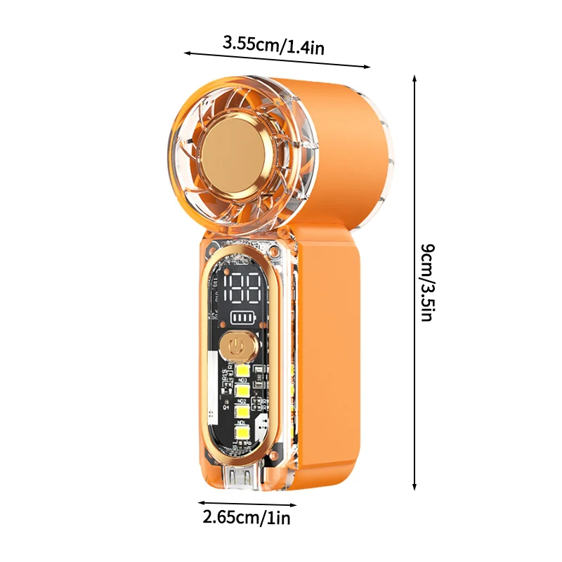 Ventilador de Resfriamento MDUG com Visor Digital Led, Recarregável e Compacto