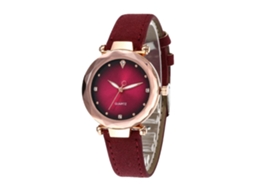 Relógio de Esporte de Quartzo com Pulseira de Couro Estilo Simples e Elegante (vermelho Rosa)