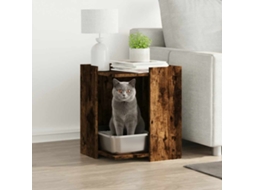 Vidaxl Compartim. Caixa De Areia Gatos Deriv. Madeira Carvalho Fumado