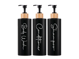 Conjunto com 3 Dispensadores Recarregáveis de Shampoo e Condicionador, 500ml Cada. MDUG (preto)