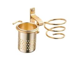 Suporte Multifuncional para Secador de Cabelo Dourado, Banheiro, Prateleira Armazenamento Multiuso Mo GOKOCO