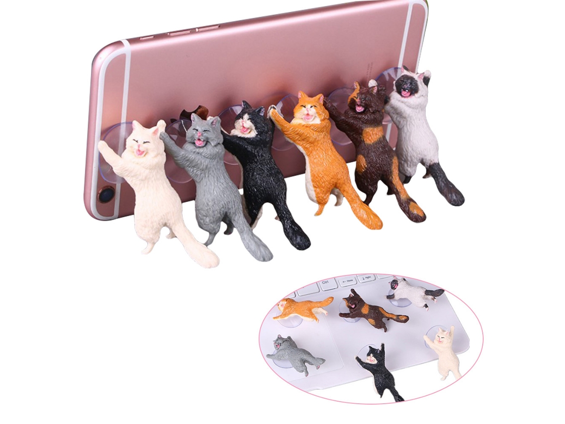 Ats 6 Peças de Suporte para Celular com Ventosa de Gato em Diferentes Cores Cute Cat Smart Phone Sucker Holder