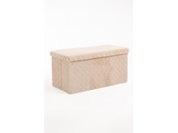 Pufe Arrumação Dico 76 Cm Veludo - Beige