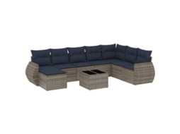 Conjunto de Sofá de Jardim, 9 Peças, Almofadas, Rattan Cinza MAISON EXCLUSIVE