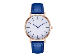 Relógio masculino de quartzo com pulseira de couro PU, mostrador moderno, escala, ponteiro azul (azul royal)