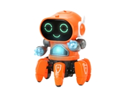 Ats brinquedo Robô Inteligente com Seis Garras Plásticas Dançarino Cantor com Luz Elétrica para Crianças Laranja