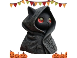 Estátua De Gato Preto Assustador | Estatueta Colecionável Decorativa Para Sala De Estar