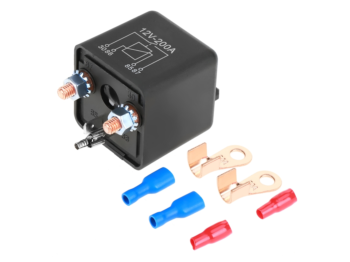 Relé de partida normalmente aberto de alta potência 12V 200A para carro/caminhão com terminais