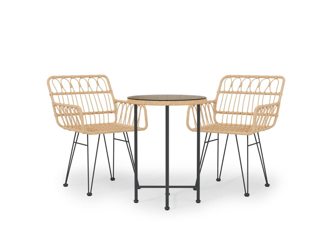 Maison Exclusive - 3 Pcs Conjunto De Jantar Para Jardim Vime Pe