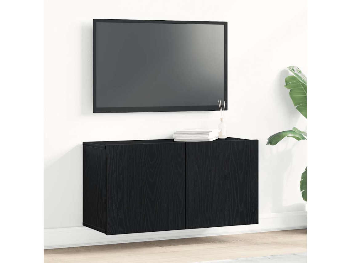 Vidaxl Móvel De Tv Carvalho Preto 80x30x41 Cm Madeira Projetada