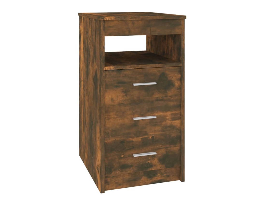 Cômoda com gavetas em madeira de carvalho defumado, exclusiva da Maison (40x50x76 cm)