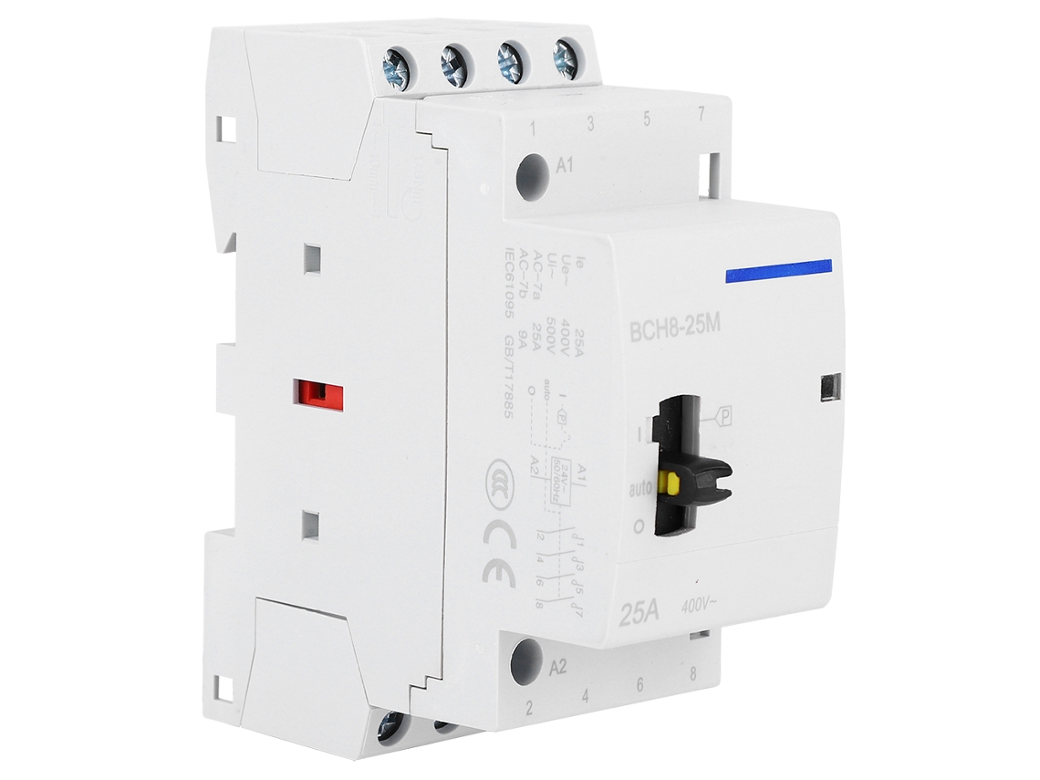 Contator Residencial 24v 25a 4p Com Interruptor Manual