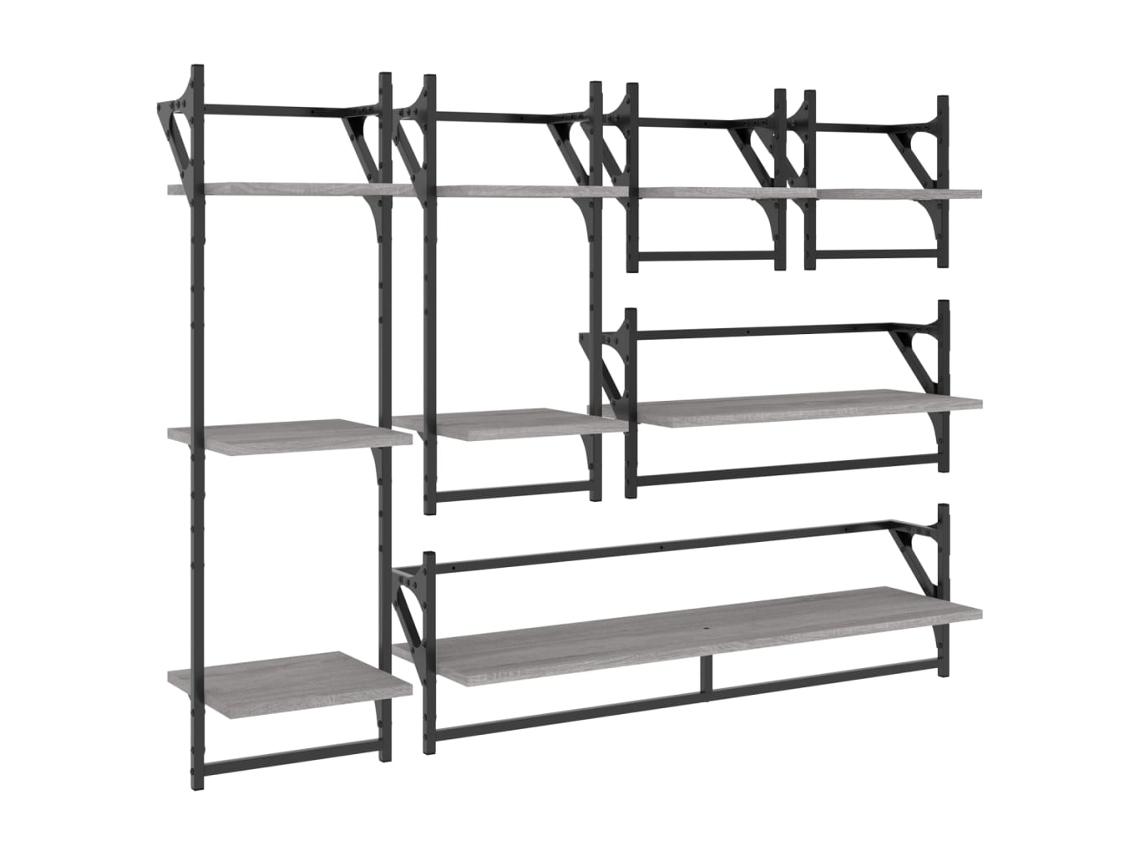 Wall Shelf Set, Wall Shelf Sets Vidaxl Cinzeto Madeira Processada (n/a)