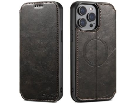 Capa Magsafe Para Iphone 14 Pro Max Suteni Pele Sintética Preto