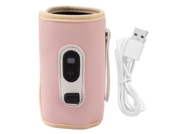 Aquecedor de Mamadeira Usb para Bebê com Display Digital 5 Velocidades Portátil Rosa